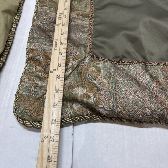 Croscill Home‎ Euro Pillow Shams Green Gold Paisley Pattern Set Of 2 Classic - Picture 10 of 12